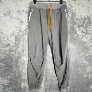 Adidas Mens Track Pants Joggers Gray‎ Nylon L Athletic Drawstring Zipper Pockets